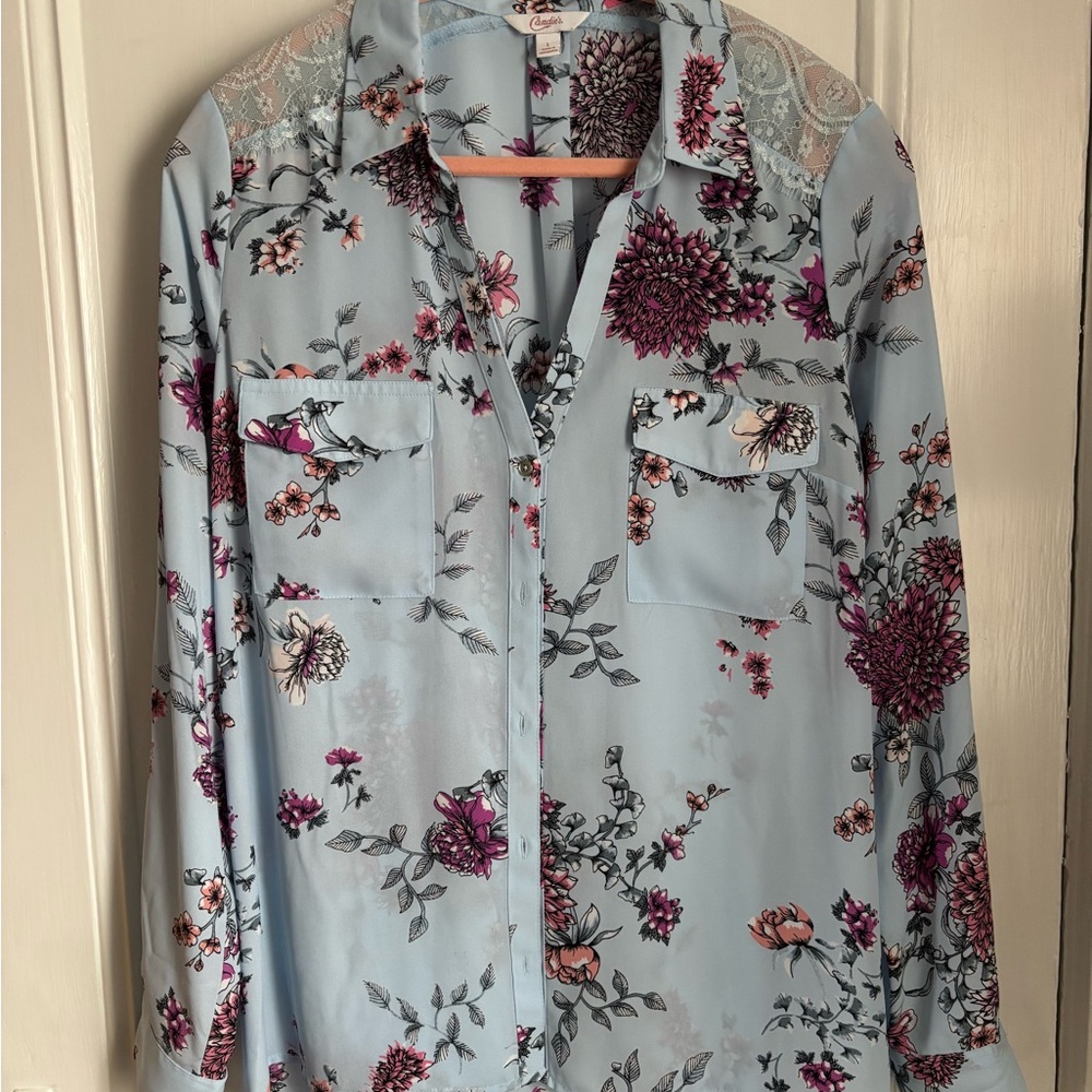 Candies Floral Button-Up Blouse